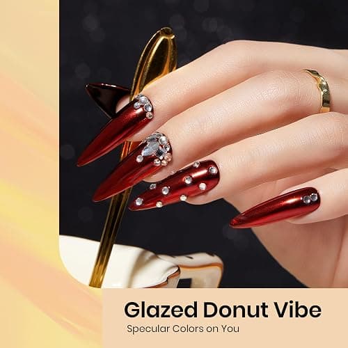 Beetles Gold Chrome Nail Powder Set - 8 Colors Sliver Holographic Mirror Effect Iridescent Golden Red Brown Glitter Metallic Nail Polish Chrome for Nail Art Design thumbnail 5