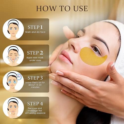 YOYORY Hydrogel Eye Patches for Dark Circles, Puffy Eyes & Wrinkles - Collagen & Hyaluronic Acid Infused Under Eye Masks, Hydrating Firming Care, Fine Lines,Eye Bags Reduction (60 Pcs) Gold thumbnail 9