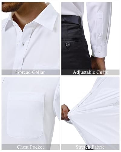 Alimens & Gentle Mens Dress Shirts 4-Way Stretch Long Sleeve Collared Casual Solid Wedding Dating Button Down Shirt thumbnail 4