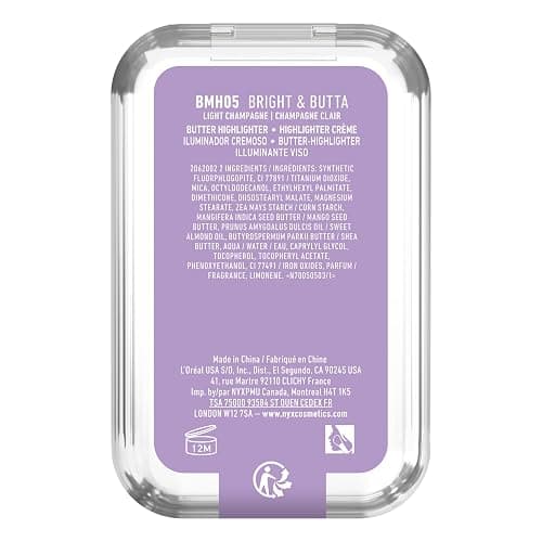 NYX Professional Makeup Buttermelt Highlighter, Powder Highlighter, 12 HR Wear, Buildable & Buttery Soft Creamy Finish, Fade & Transfer Resistant, Shade: Bright & Butta (Light Champagne) thumbnail 12