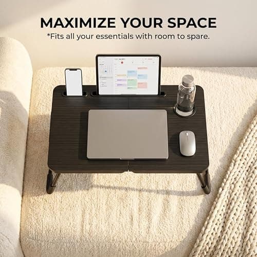 BUYIFY Foldable Laptop Bed Desk for Couch, Sofa - Large Lap Desk Tray Table with Cup Holder and Tablet Slot - Portable Notebook Stand for Eating, Writing, Studying and WFH -NEW-006 thumbnail 4