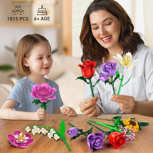 PLAXSOON Flower Bouquet Building Set, 18 Flowers Rose Building Block, 1065 PCS Botanical Collection Building Block Toy Plant Home Decor, Gift for Her Adults Women Kids Boys Girls 12+ thumbnail 8