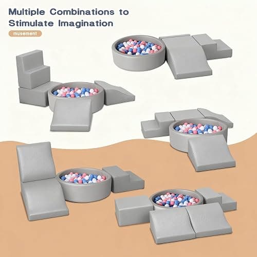 Hoohtoot Foam Climbing Blocks for Toddler: with 4-Piece PU Leather Climbing Toys and a Ball Pit - Foam Ball Pit for Toddlers - Climbing Toys Indoor for Kids Crawling thumbnail 7