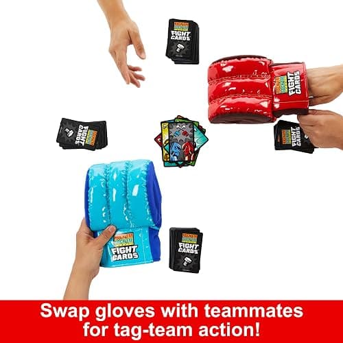 Mattel Games Rock ‘Em Sock ‘Em Robots Fight Cards Card Game, Team Party Game for Kids & Adults with 2 Boxing Gloves thumbnail 4