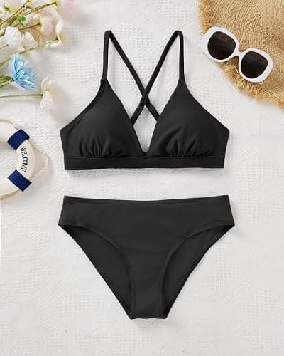 Yonique Womens Push Up Bikini Set - Two Piece Swimsuit V Neck Crisscross Back Bathing Suit 2025 Swimwear thumbnail 6