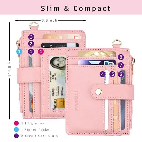BAOSIWA Silicone Bracelet Keychain Wallet for Women Wristlet Card Holder Slim RFID Wallet with Zipper Pocket thumbnail 2