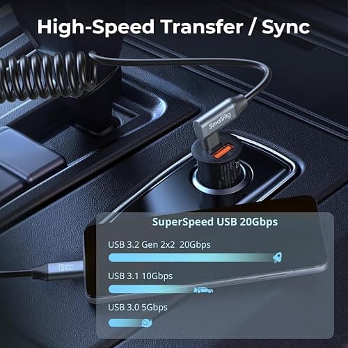 SMALLRIG USB C to USB C Coiled Data Cable (Straight to Angled), 90 Degree USB C Cable 20Gbps High Speed Data Transfer, Support PD 100W Fast Charging, for iPhone, Laptops and Cameras etc. - 4792 thumbnail 2