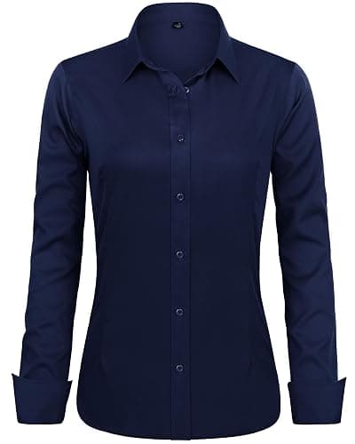 J.VER Womens Dress Shirts Long Sleeve Button Down Shirt Wrinkle-Free Business Casual Blouse Office Work Tops - Image 1