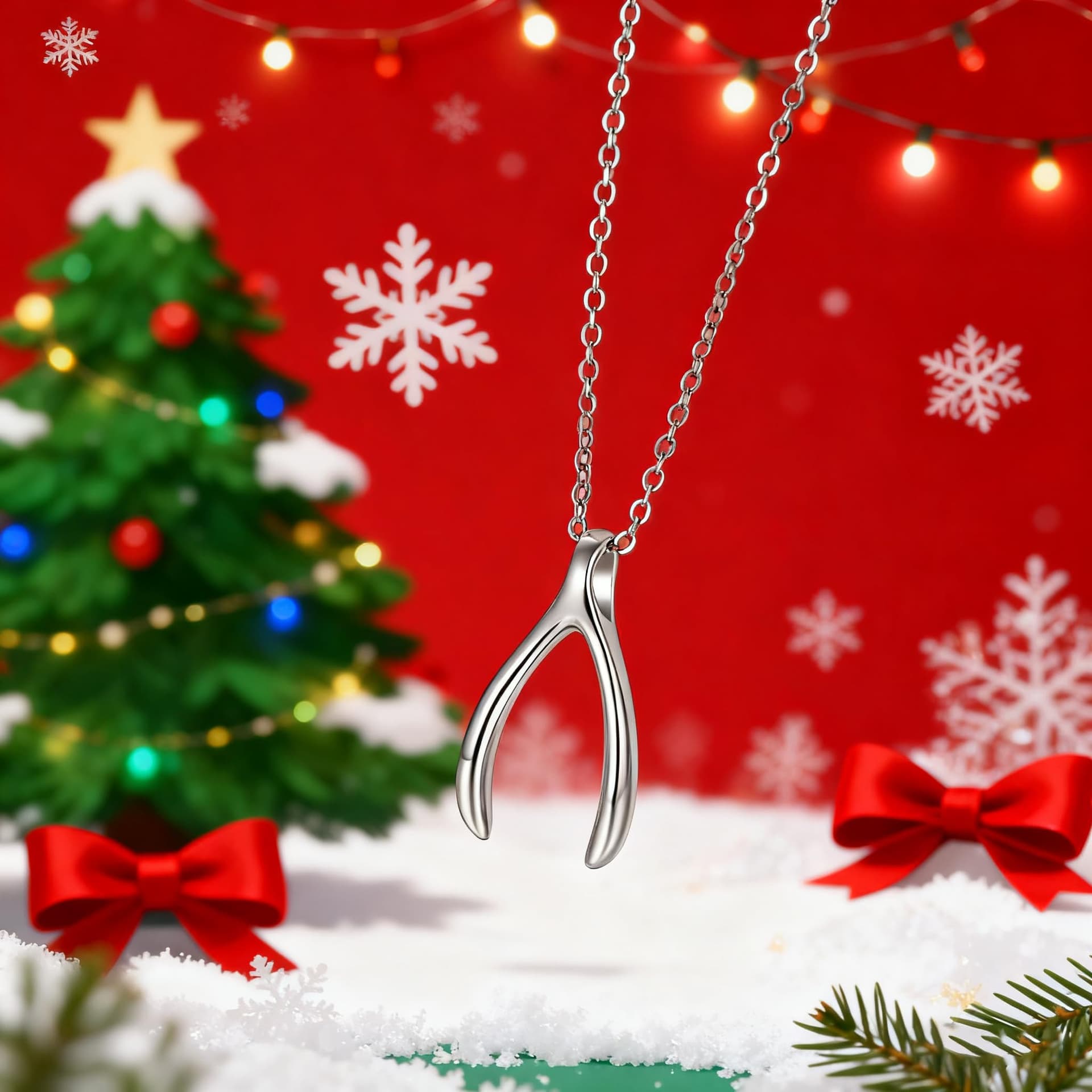 MEDWISE Silver/Gold/Rose Gold Wishbone Amulet Necklace for Women 925 Sterling Silver Classic Wishbone Pendant Necklace Wishbone Charm for Christmas Mothers Day Birthday Gifts thumbnail 8