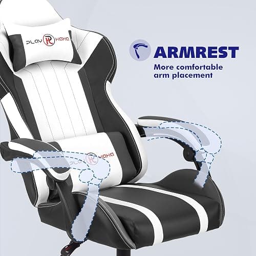 T-THREE.Ergonomic Leather Gaming Chair Height Adjustable with Headrest and Lumbar Support(Grey) thumbnail 8