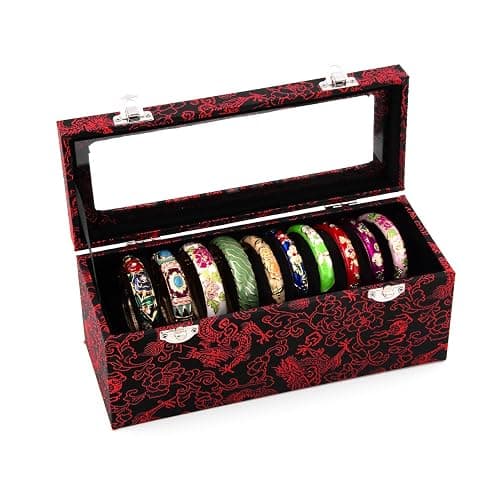 UJOY Random Pack Colors Enamel Jewelry Set Flower Engraved 10 PCS Cloisonne Bracelets in a Box thumbnail 5