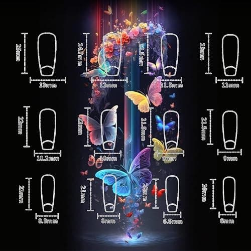 24Pcs Black Butterfly Press on Nails Glossy White Flower Medium Coffin False Nail Gradient Acrylic Full Cover Fake Nails French Gel Glue on Fingernails Ombre Stick on Nail for Holiday Manicure Art thumbnail 7