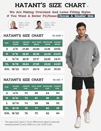 Hatant Hoodies for Men Heavyweight Fleece Sweatshirts Mens Acid Wash Athletic Hoodie Oversized Matching Pullover for Couples thumbnail 4