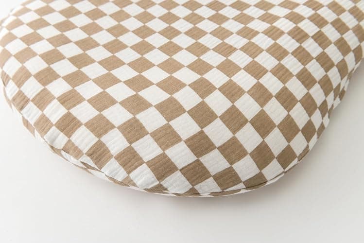 Little Jump Cotton Muslin Baby Lounger Covers, 2 Pack, Soft Removable Slipcovers for Newborn Infant Lounger, for Girls Boys, Coffee Checkered (Checkered & Kakhi) thumbnail 4