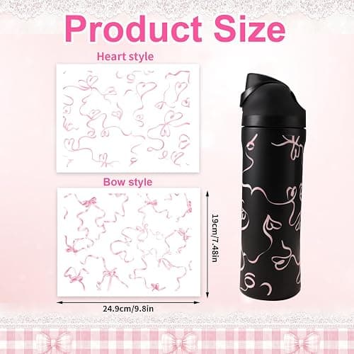 2pcs Bows Stickers for Owala, Cute Tumbler Decals Glass Cup Bows Decals Cute Coquette Tumbler Stickers Love Water Bottle Accessories Compatible with Owala 24oz Water Bottles (Pink) thumbnail 3