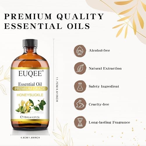 EUQEE Honeysuckle Essential Oil 118ml Pure Honeysuckle Oil Premium Essential Oil - with Glass Dropper Great for Diffuser, DIY Soap, Candle Making - 4Fl. OZ thumbnail 5