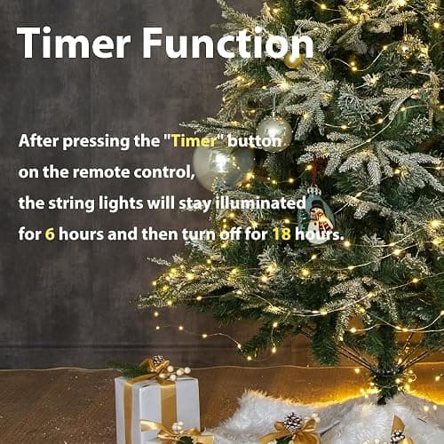 PCORES Warm White 164Ft Plug in Fairy Lights S ilver Wire 500 LEDs, 8 Modes, Waterproof, Remote - Controlled for Bedroom, Garden, Party, Christmas, Wedding & Birthday Decor, Indoor & Outdoor Use thumbnail 3