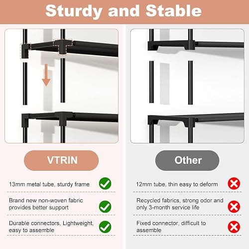 VTRIN 10 Tier Shoe Rack Tall Large Capacity Wide Shoe Organizer with Two Hooks Sturdy Metal Shoe Shelf for Entryway, Closet, Bedroom thumbnail 6