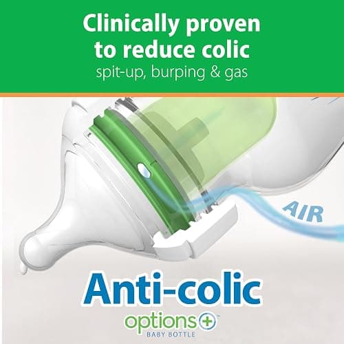 Dr. Brown's Natural Flow Anti-Colic Options+ Wide-Neck Glass Baby Bottles 9 oz/270 mL, with Level 1 Slow Flow Nipple, 3 Pack, 0m+ thumbnail 2