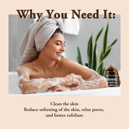 Morocco Black Soap With Argan And Rose, Morocco Black Beldi Soaps, Blacks Soap Bar Exfoliating Soaps, Moroccan BlackSoap Hammam, Moroccos Body Scrub with Exfoliating Glove (1) thumbnail 2
