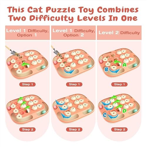 KADTC 2 Ways to Play 2 Levels in 1 Cat Treat Puzzle Toy & Track Balls for Indoor Cats Puzzles Feeder Kitten Stimulating Enrichment Toy Sensory Activity Kitty Interactive Entertainment Games thumbnail 5
