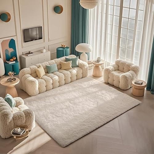 Ophanie 5x7 Area Rugs for Living Room Ivory, Fluffy Shag Large Fuzzy Plush Soft Rug, Shaggy Floor Big Carpets for Bedroom Nursery, Kids Home Decor Aesthetic thumbnail 5