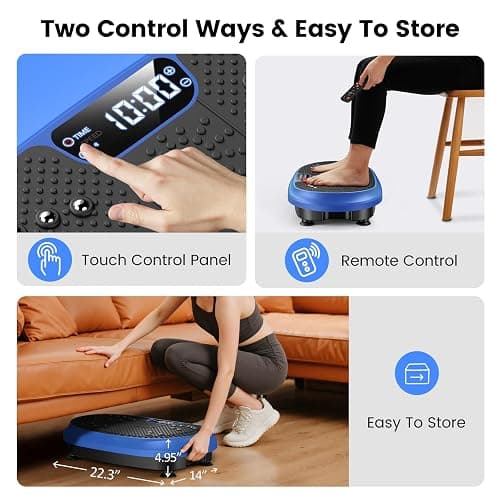 Vibration Plate Exercise Machine, Vibrating Fitness Platform for Lymphatic Drainage, Full Body Shaker Workout Equipment, Bluetooth Power Shaping Vibrate Plate, Board Sport for Home Exercise Gym, Blue thumbnail 6