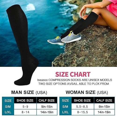 Copper Compression Socks 15-20 mmHg for Men & Women 8 Pairs – Circulation Support for Nurses, Travel, Running, Hiking, Soccer thumbnail 6