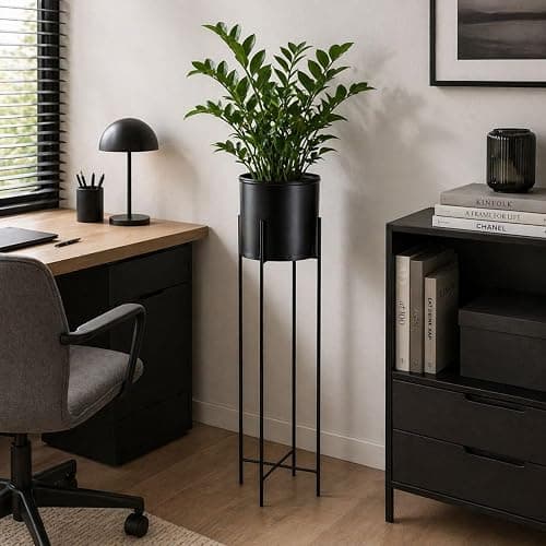 HowHomely Portavaso decorativo in metallo, 95 cm, colore: nero thumbnail 2