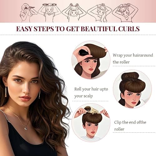 Heatless Hair Curler Heatless Curls Overnight Heatless Blowout with Luxury Cloth Bag Silk Scarf, Curling Rod Headband to Sleep in No Heat Curling with (burgundy, 3Rods) thumbnail 2