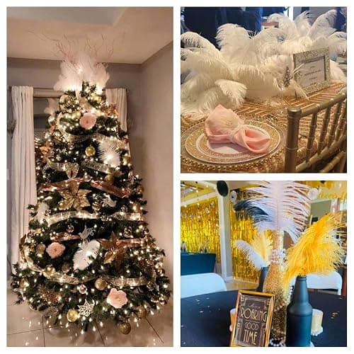24pcs Natural White Ostrich Feathers 10-12inch (25-30cm) for Wedding Party Centerpieces，Flower Arrangement and Home Decoration. thumbnail 6