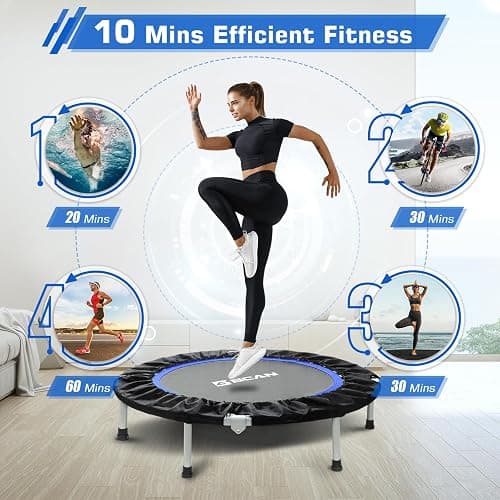 BCAN 38"/40''/48'' Foldable Mini Trampoline Fitness Trampoline with Safety Pad,Rebounder Exercise Trampoline for Adults Indoor/Garden Workout,Max Load 300lbs/440lbs thumbnail 6