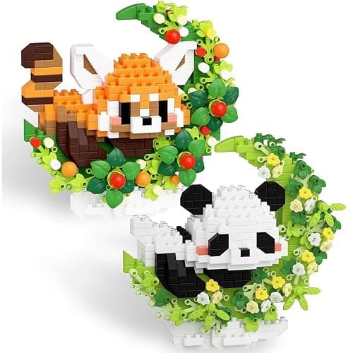TENYEAH Red Panda 2 Pack Mini Block Building Animals, Toy Red Panda Lying on The Moon, Home Decor Micro Building Set for Adult, Desk Ornaments Home Decor, Small Gift for Birthday - Image 1