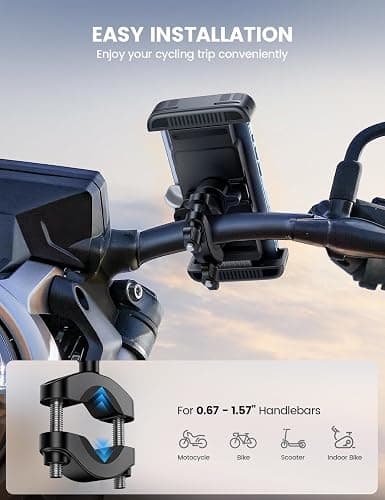 Lamicall Bike Motorcycle Phone Mount - [1s Quick Lock] Bike Cell Phone Holder Clip, Bicycle Scooter Handlebar Clamp, for iPhone Air, 17 16 15 Pro Max, Galaxy S25 S24 Ultra, More 6-7" Phones thumbnail 4