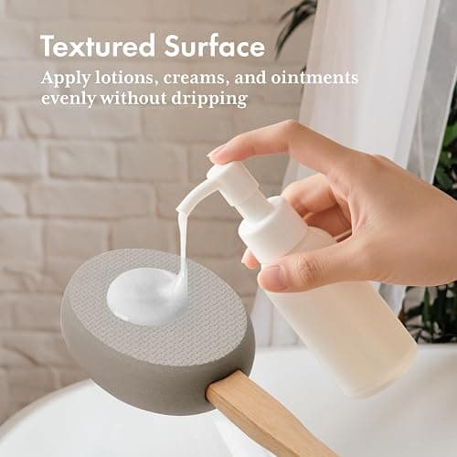 AmazerBath Lotion Applicator for Back, Feet, 4 Replaceable Pads with Long Handle, Back Sunscreen Applicator for Elderly, Women, Apply Cream Medicine Skin Cream Moisturizer Sunscreen Tanner, Gray thumbnail 3