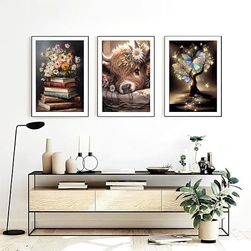 OFRKE Diamond Painting Kits for Adults, 3 Pack Bookshelf Plant DIY 5D Diamond Art Kits for Adults Beginners Full Round Drill Diamond Crystal Craft Kits for Home Wall Art Decor Gifts 12x16 inch thumbnail 5