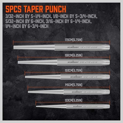 HORUSDY 16-Piece Punch and Chisel Set, Including Taper Punch, Cold Chisels, Pin Punch, Center Punch thumbnail 6
