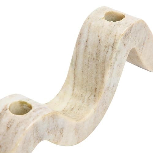 Bloomingville Marble Wave Double Taper Candle Holder, Beige thumbnail 4