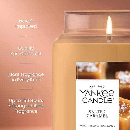 Yankee Candle Salted Caramel, Holiday Scented Candle, 22oz Large Jar with up to 150 Hour Burn Time, Giftable, Holidays thumbnail 4