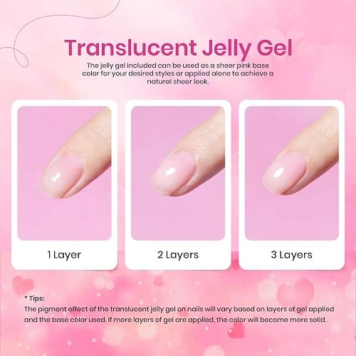 Beetles Pink Gel Nail Polish, 6 Colors Hot Pink Glitter Bright Jelly Gel Polish Soak off Uv LED Cured Nail Art Design Salon Home DIY Manicure Gifts for Women thumbnail 4