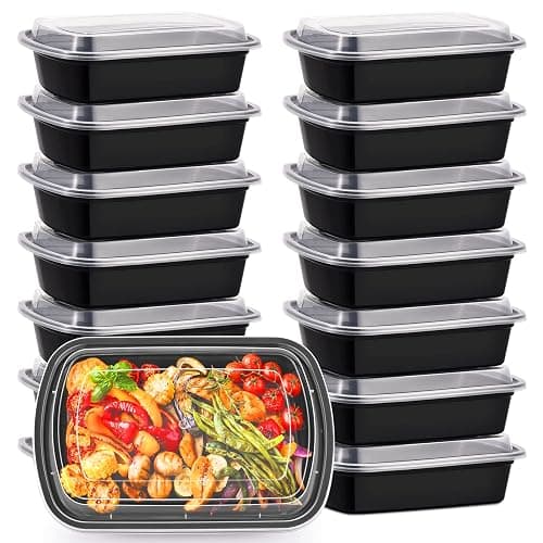 Kitch’nMore 38oz Meal Prep Containers, Extra Large &Thick Food Storage Containers with Lids, Reusable Plastic,Disposable Bento Box,Stackable,Microwave/Freezer/Dishwasher Safe, BPA Free (30Pack) - Image 1