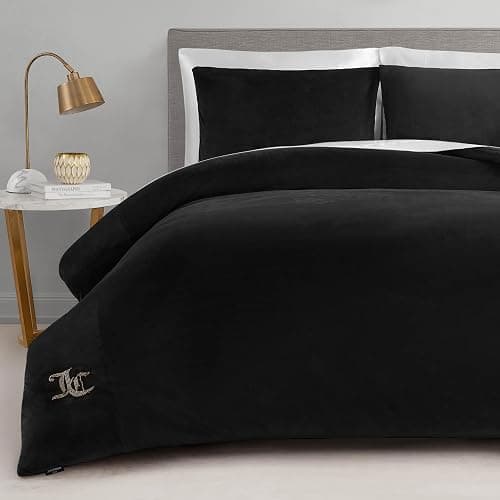 Juicy Couture Black Velour Full/Queen Comforter Set - 3 Piece Luxury Bedding Ensemble - Image 1