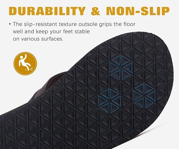 KuaiLu Men's Yoga Mat Leather Flip Flops with Arch Support Comfortable Cushion Walking Thong Sandals Slip On Indoor Outdoor thumbnail 6