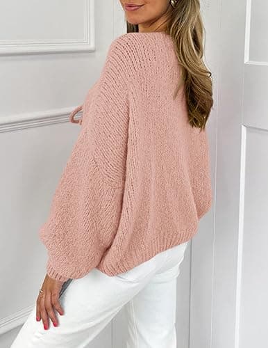 PRETTYGARDEN Women's Tie Front Bow Cardigan Sweaters Chunky Knit Long Puff Sleeve Trendy Fall Winter Jacket Coats thumbnail 2