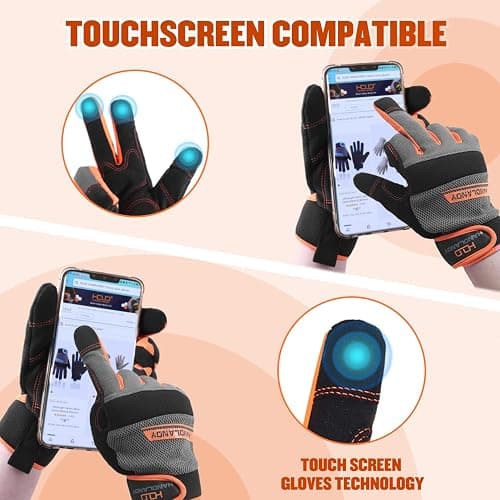 HANDLANDY Work Gloves for Men & Women, Utility Mechanic Working Gloves Touch Screen, Flexible Gardening Gloves for Yard thumbnail 2
