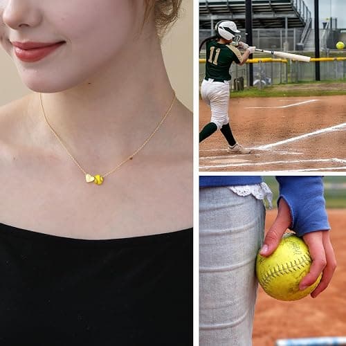 ESPVO Softball/Soccer/Volleyball/Basketball Necklace for Girls Women, Sports Accessories Jewelry Gift for Lovers 16+3 Inches thumbnail 3