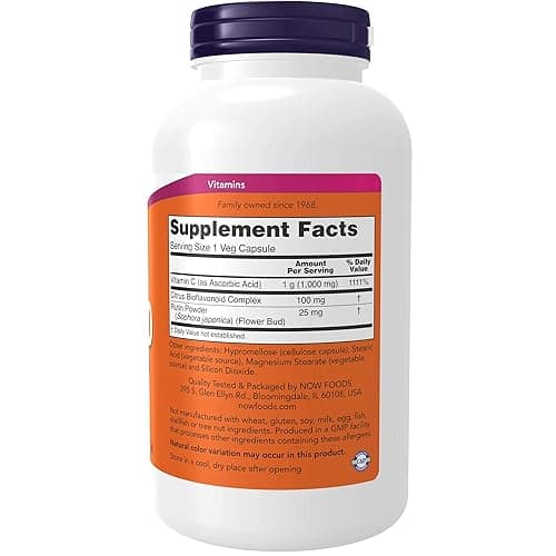NOW Foods Supplements, Vitamin C-1,000 with 100 mg of Bioflavonoids, Antioxidant Protection*, 250 Veg Capsules - 250 Caps by Now thumbnail 2