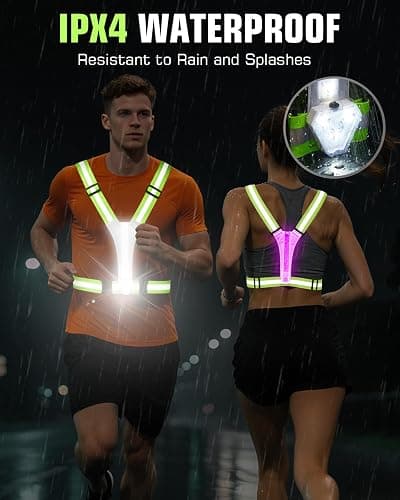 Zacro LED Reflective Vest with Chest Light 500LM, 5 RGB Colors High Visibility Rechargeable Light Up Running Vest IPX4 Night Safety Running Gear for Dog Walking, Cycling, Adjustable for Men Women Kids thumbnail 4