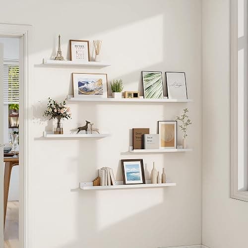 Dreamland Picture Ledge Shelf for Wall, Floating Shelves Set of 2, 48 Inch Long Floating Shelves with Lip for Living Room, Bedroom, Bathroom, Kitchen, White thumbnail 7