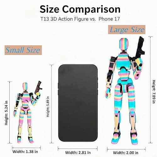 Teoboeys 5.2 inches T13 3D Action Figure with Dog Set Titan Nova 13 Robo 13 Action Figures with Weapons T 13 3D Printed Multi-Jointed Movable Toy (Colorful, Assembly Completed) thumbnail 3